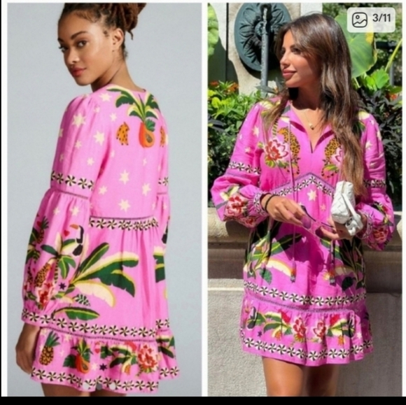 Farm Rio Pink Leopard Minidress - Picture 1 of 6